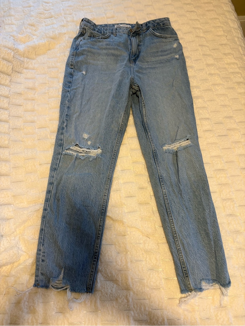 Zara Distressed Light Blue Jeans
